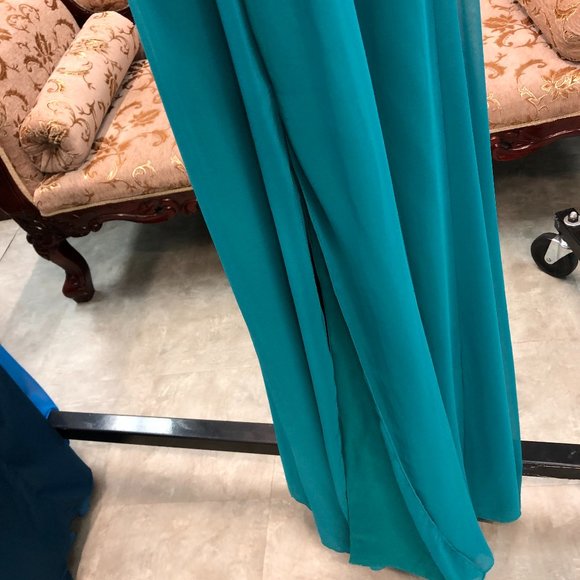 Dessy Strapless Grecian Bridesmaid Chiffon Dress - Picture 5 of 10